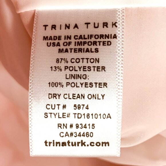 NEW Trina Turk Dress Pompoms Floral Coral Red White Lined Women’s 2 Pleasant NWT - Picture 15 of 16